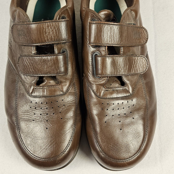 SAS VTO EZ Strap Leather Walking Shoe Mens 12.5E WIDE Brown Hook & Loop Diabetic - Picture 11 of 16